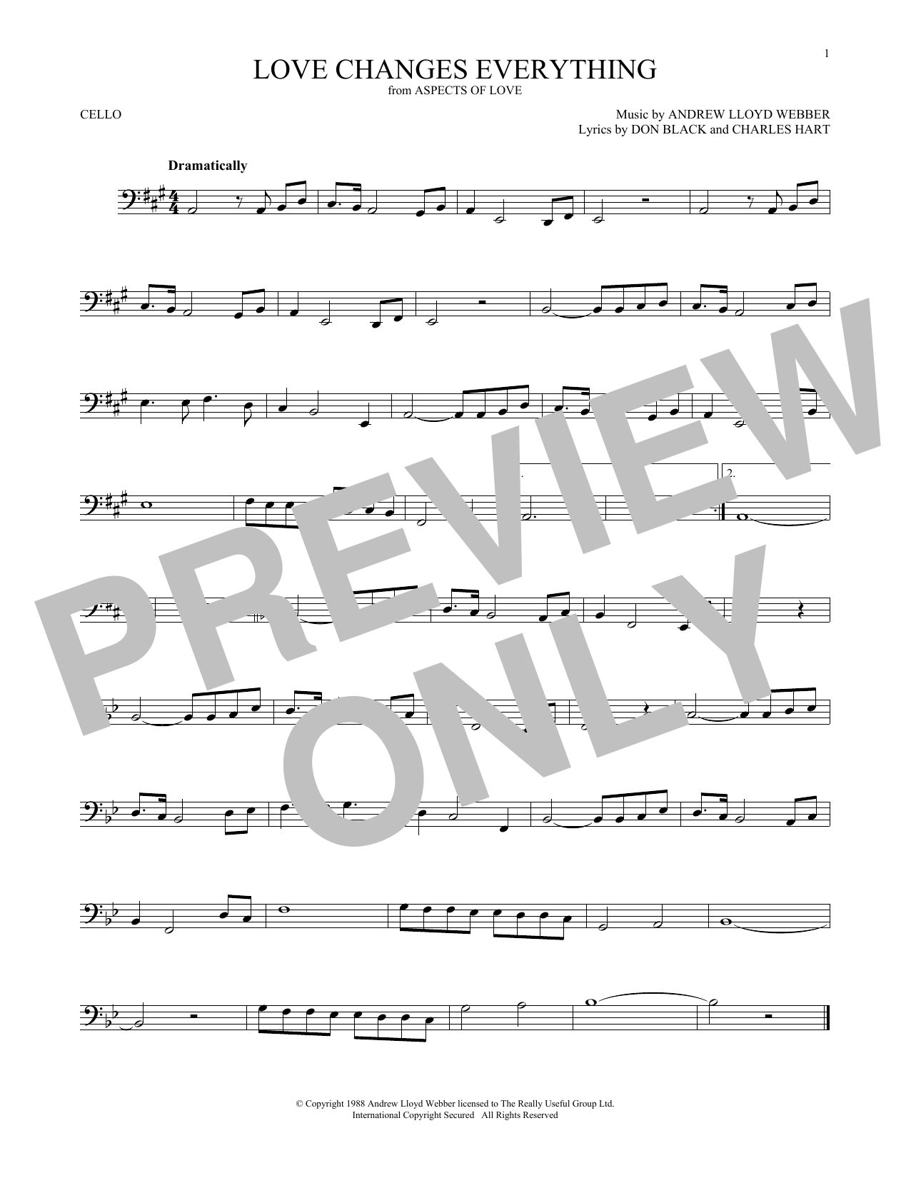 Download Andrew Lloyd Webber Love Changes Everything Sheet Music