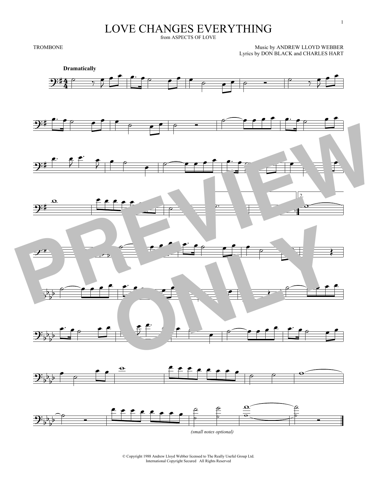 Download Andrew Lloyd Webber Love Changes Everything Sheet Music