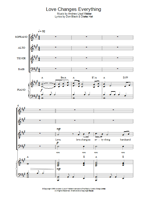 Download Andrew Lloyd Webber Love Changes Everything (from Aspects O Sheet Music