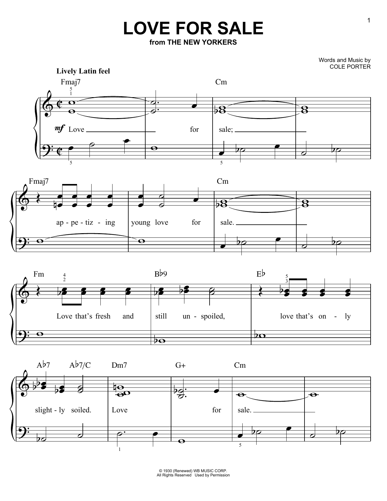 Download Cole Porter Love For Sale Sheet Music