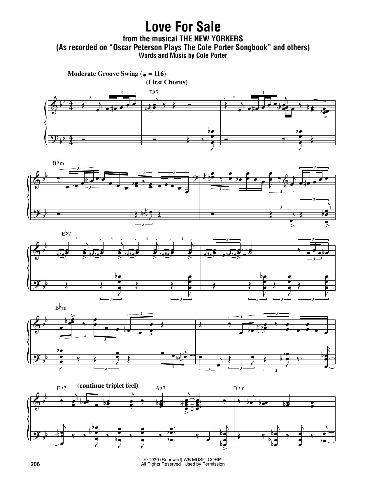 Download Oscar Peterson Love For Sale Sheet Music
