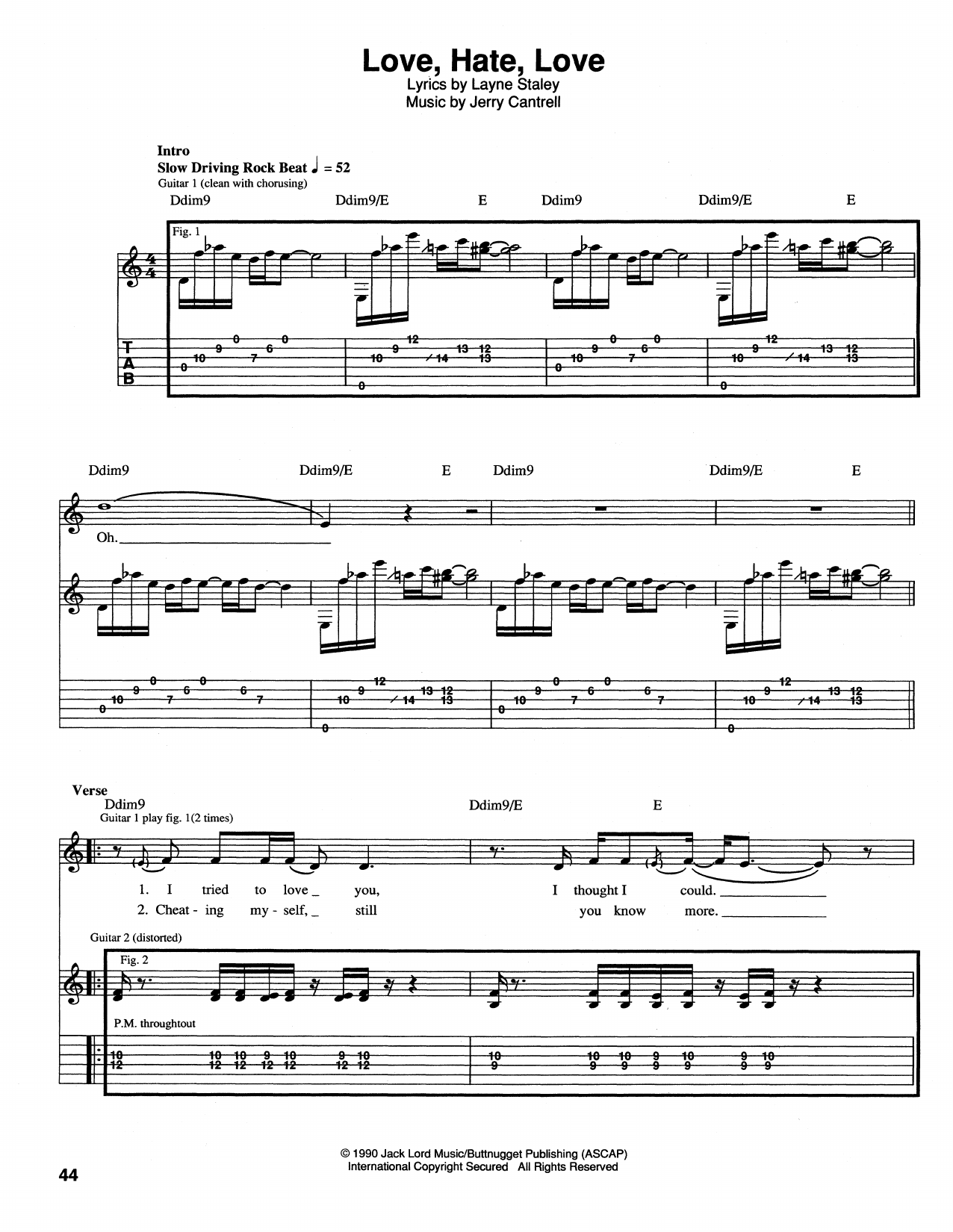 Download Alice In Chains Love, Hate, Love Sheet Music