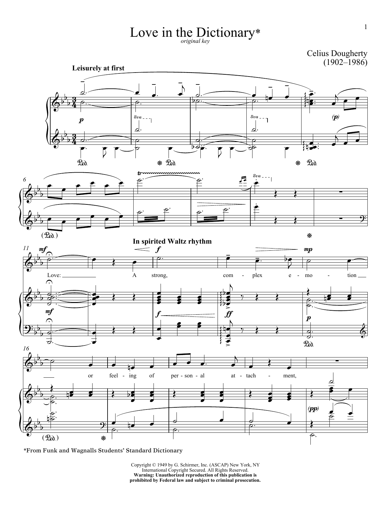 Download Celius Dougherty Love In The Dictionary Sheet Music