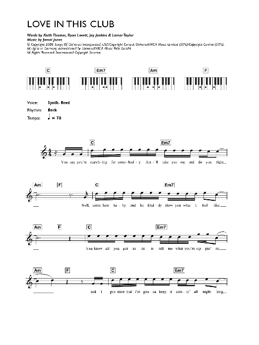 Download Usher Love In This Club Sheet Music