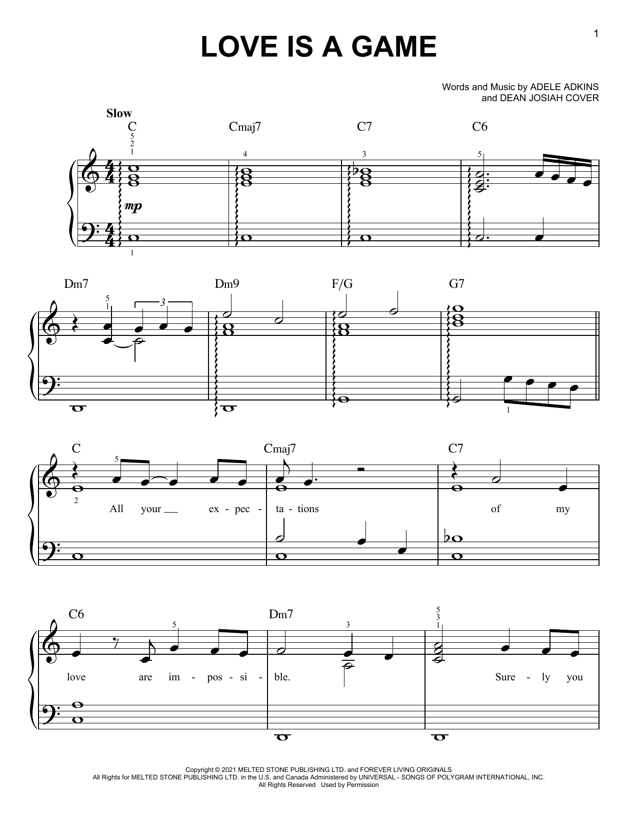 Download Adele Love Is A Game Sheet Music