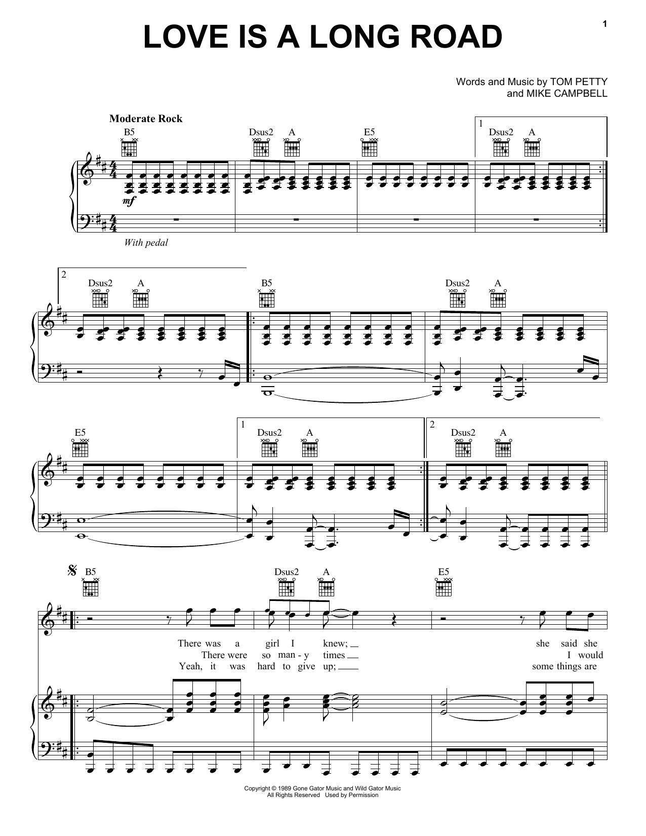 Download Tom Petty Love Is A Long Road Sheet Music