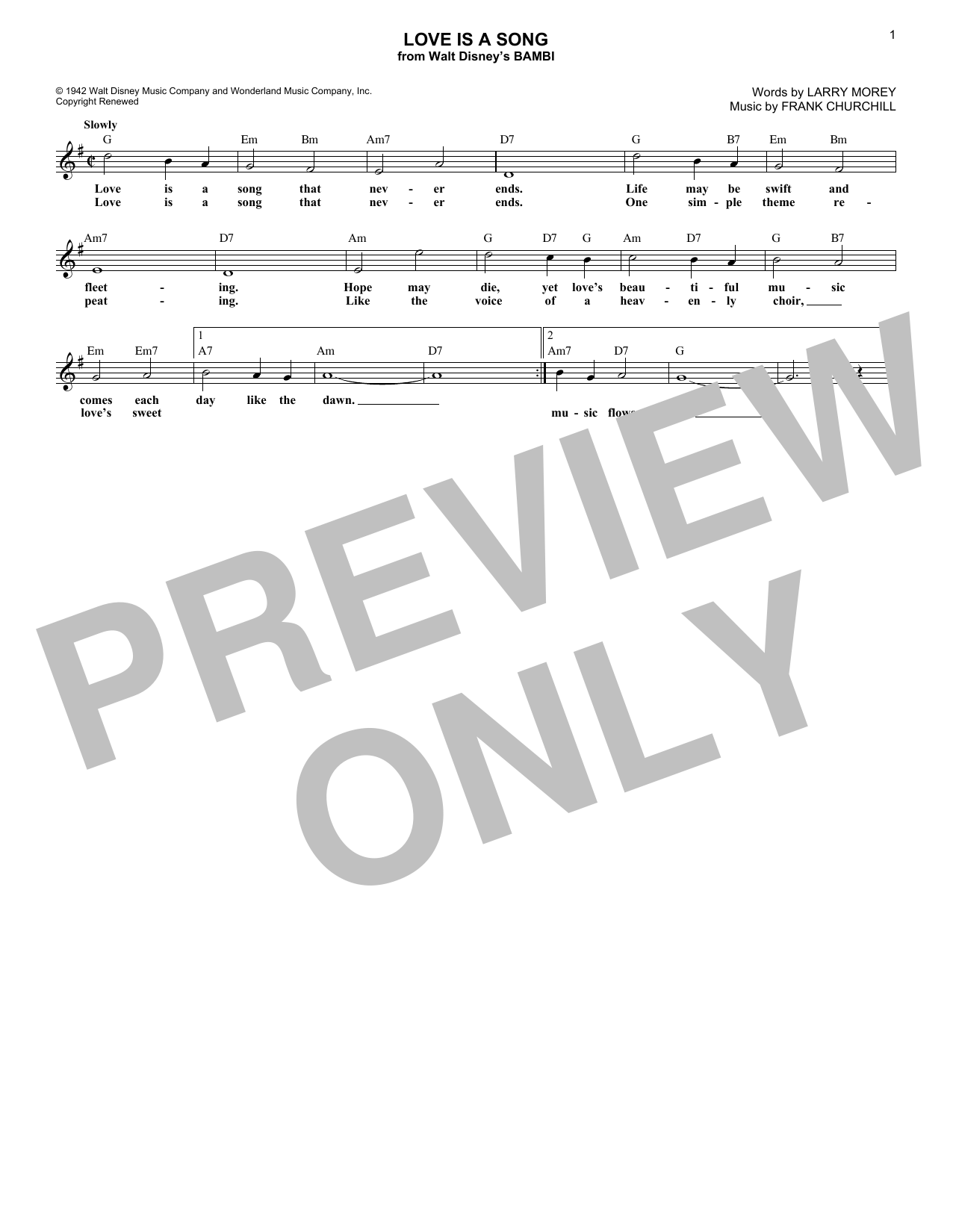 Download Larry Morey Love Is A Song Sheet Music