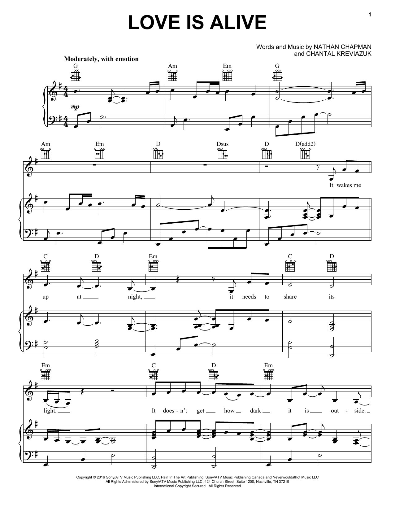 Download Lea Michele Love Is Alive Sheet Music