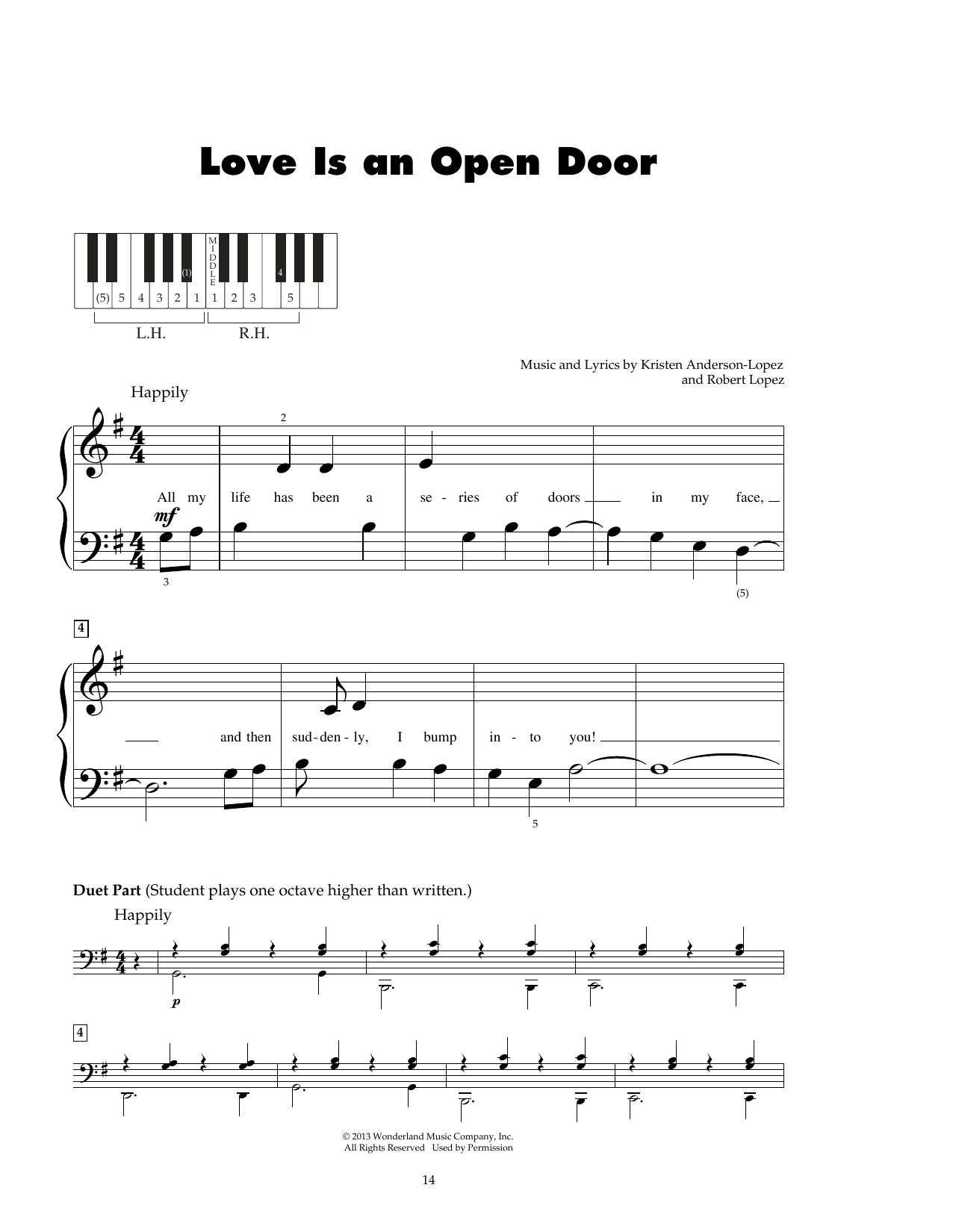 Download Kristen Bell & Santino Fontana Love Is An Open Door (from Frozen) Sheet Music