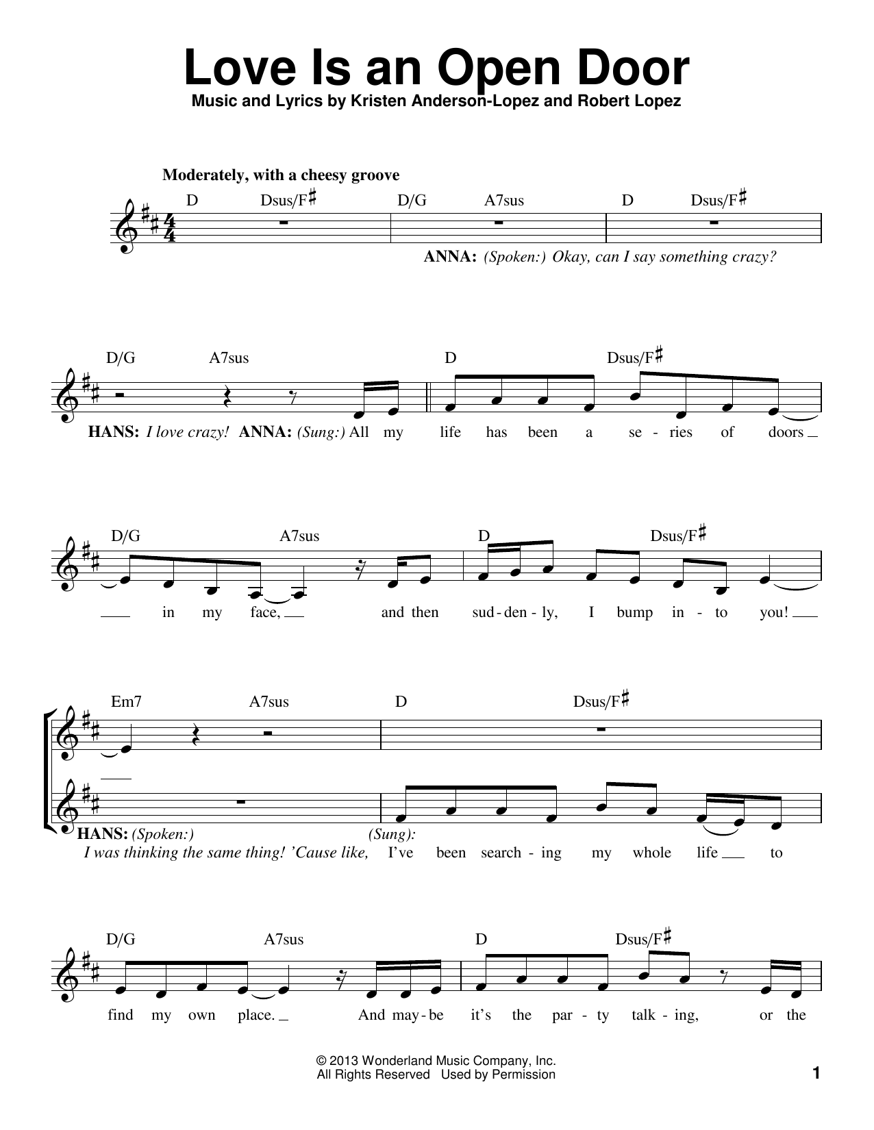 Download Kristen Bell & Santino Fontana Love Is An Open Door (from Disney's Fro Sheet Music