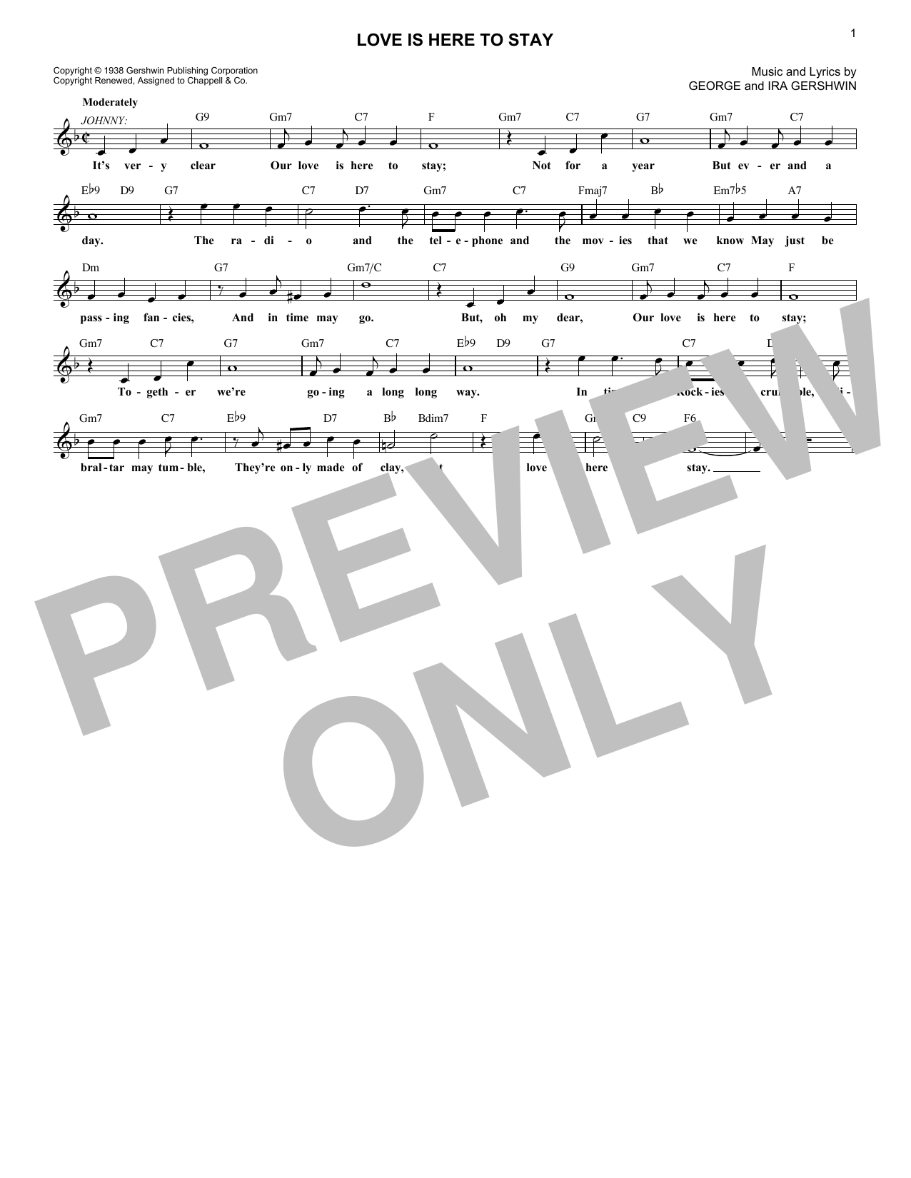 Download George Gershwin Love Is Here To Stay Sheet Music