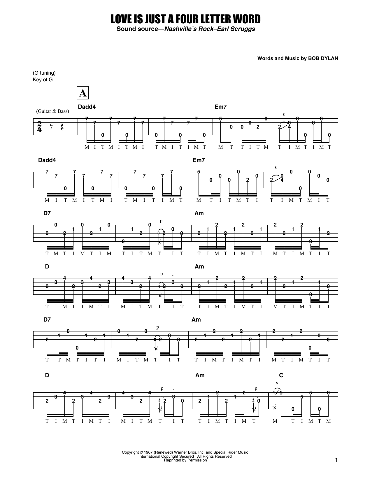 Download Earl Scruggs Love Is Just A Four Letter Word Sheet Music
