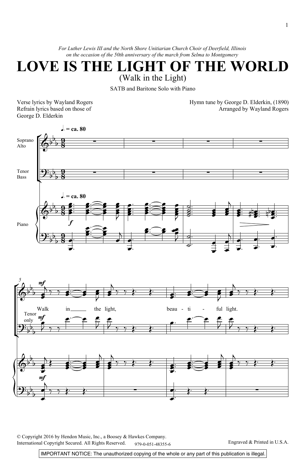 Download Wayland Rogers Love Is The Light Of The World Sheet Music