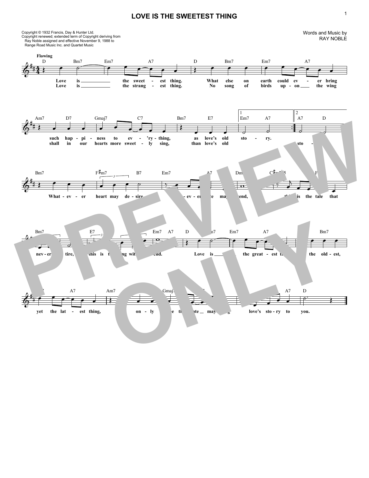 Download Ray Noble Love Is The Sweetest Thing Sheet Music
