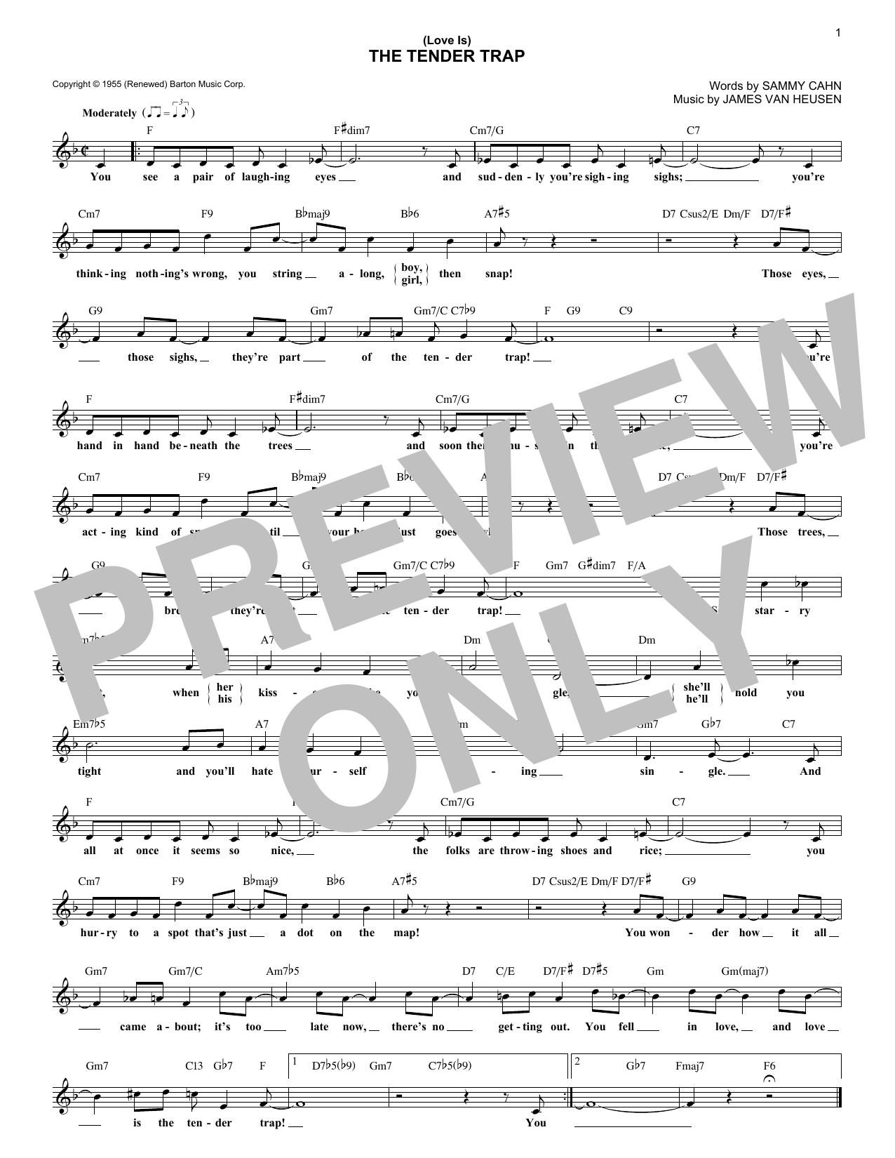 Download Frank Sinatra (Love Is) The Tender Trap Sheet Music