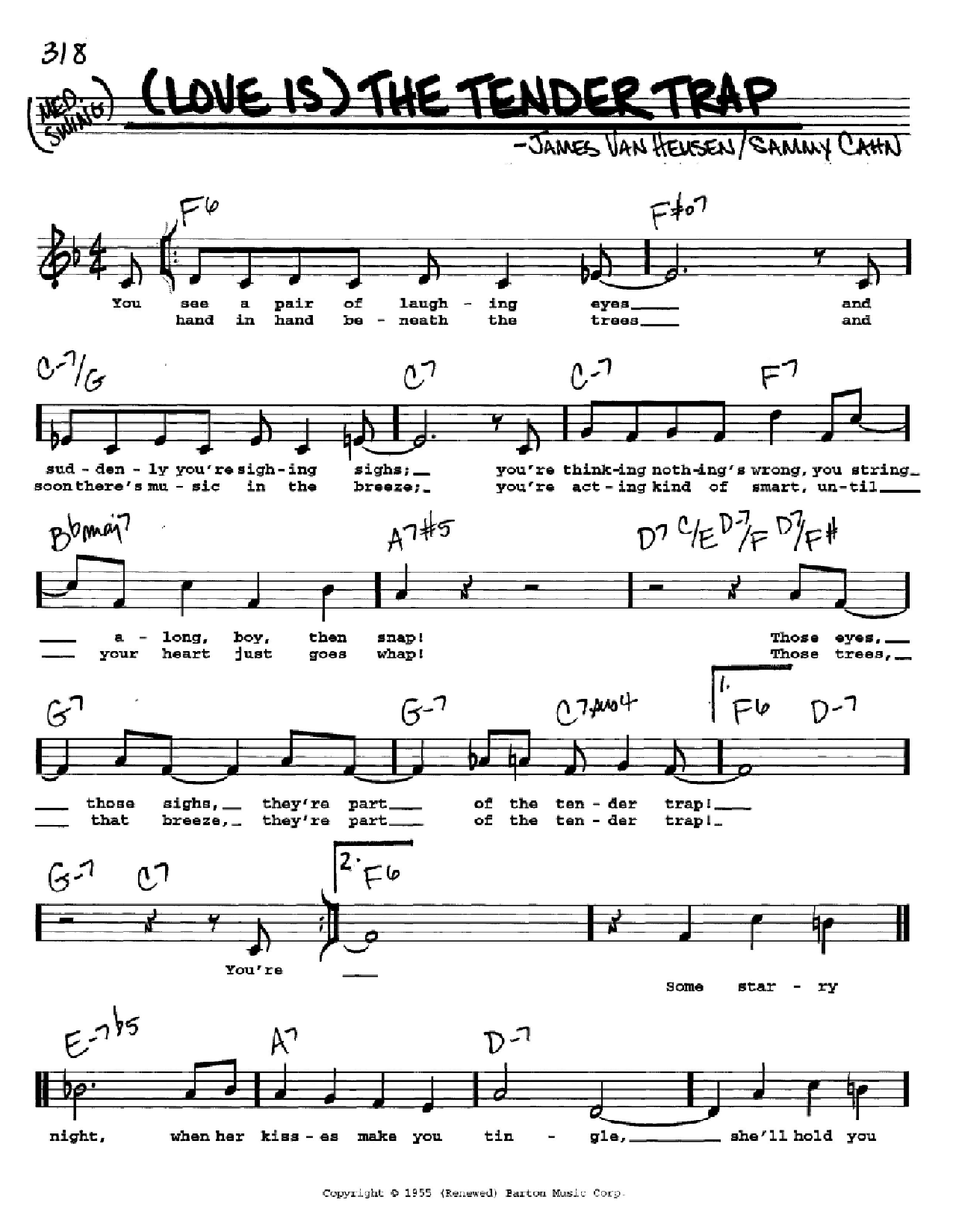 Download Frank Sinatra (Love Is) The Tender Trap Sheet Music