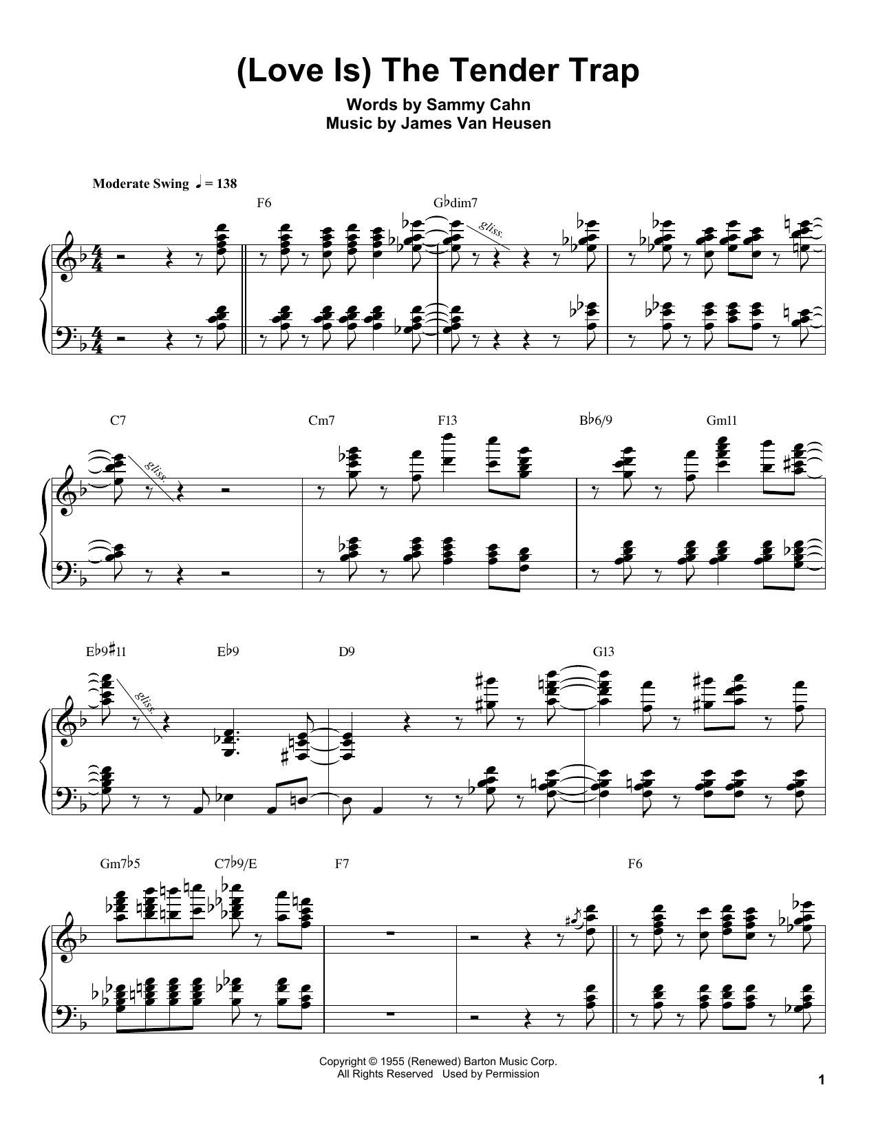 Download Oscar Peterson (Love Is) The Tender Trap Sheet Music
