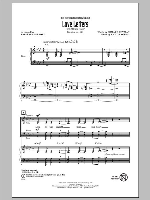 Download Ketty Lester Love Letters (arr. Paris Rutherford) Sheet Music