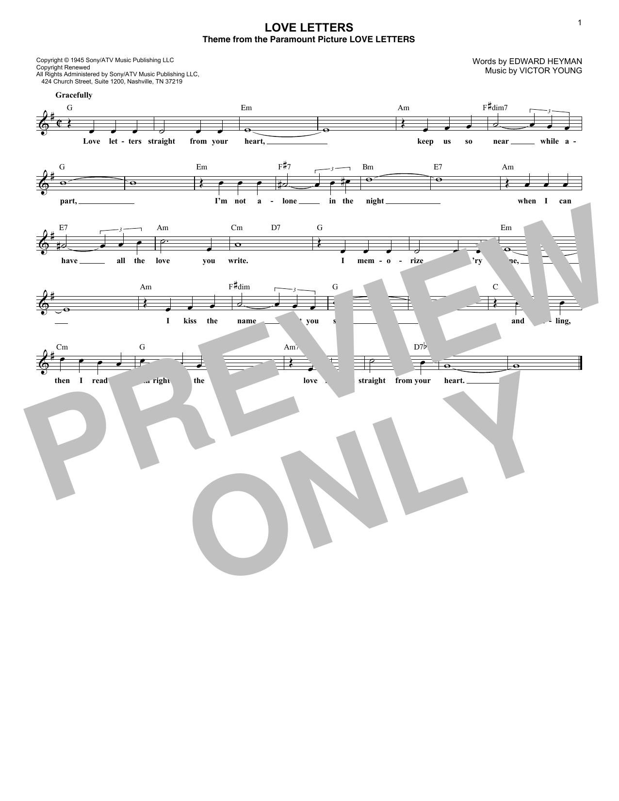Download Victor Young Love Letters Sheet Music