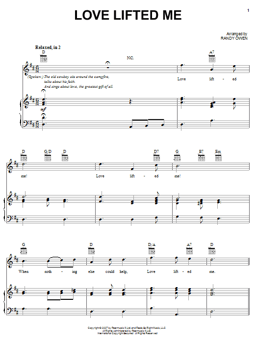 Download Alabama Love Lifted Me Sheet Music