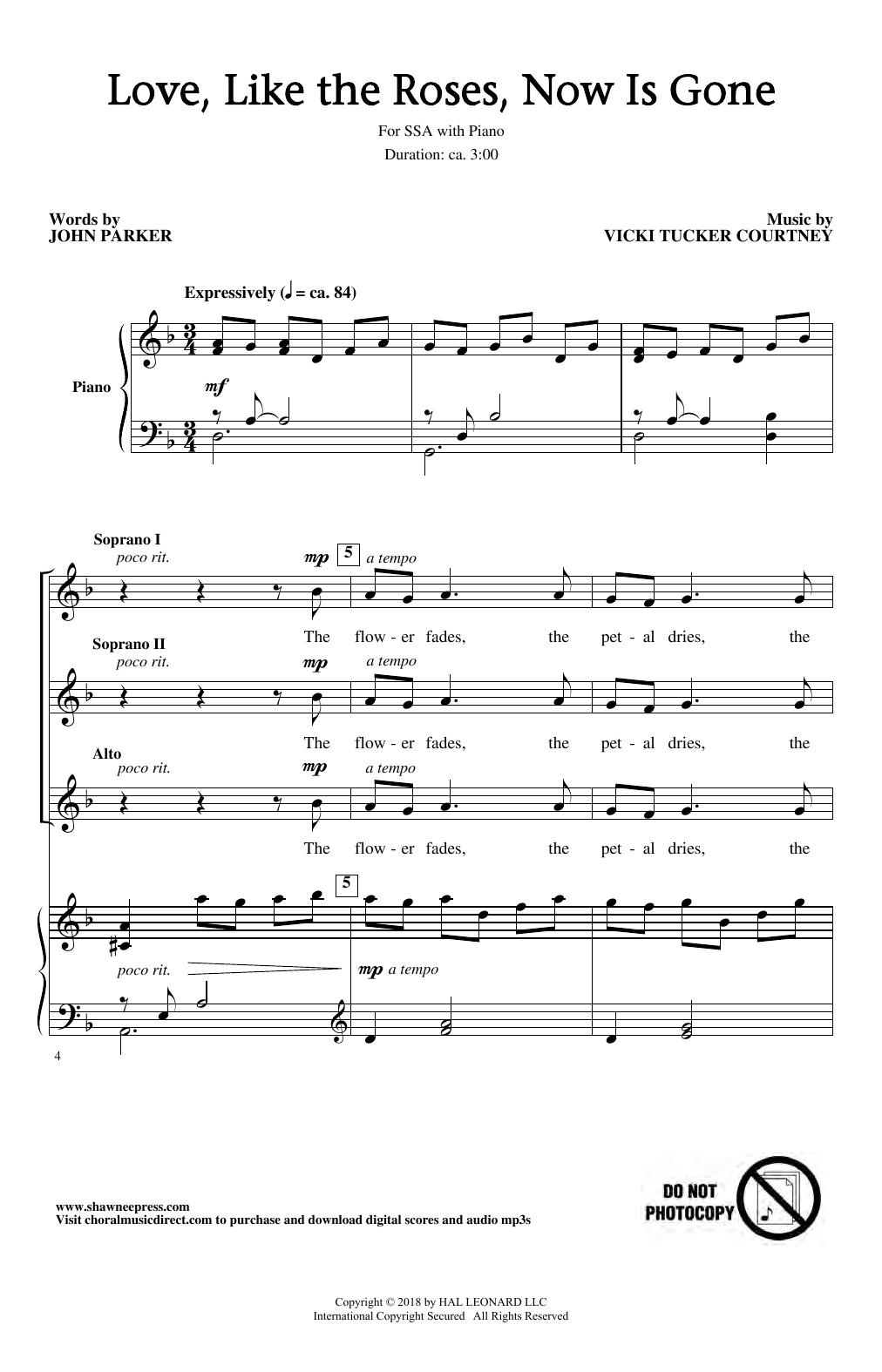 Download Vicki Tucker Courtney Love, Like The Roses, Now Is Gone Sheet Music