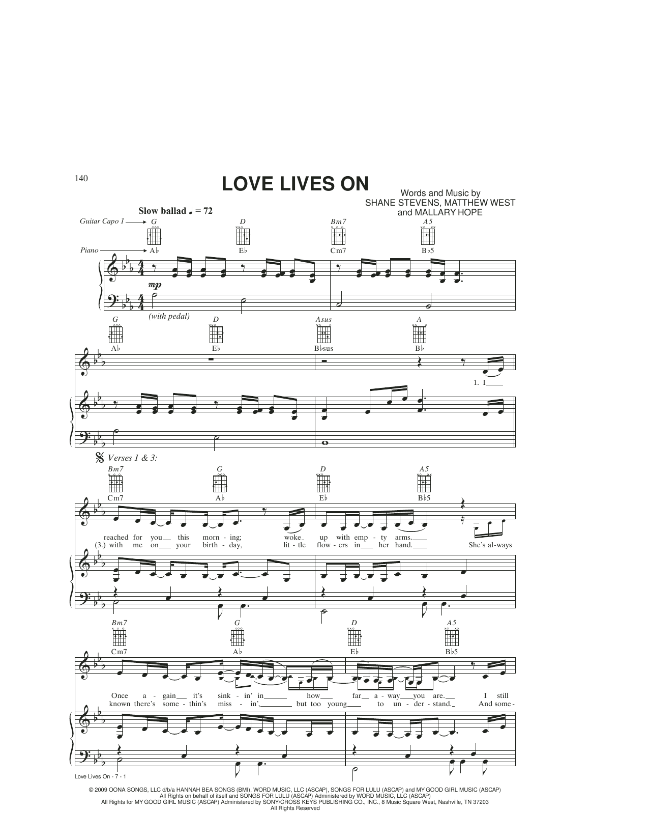 Download Mallary Hope Love Lives On Sheet Music
