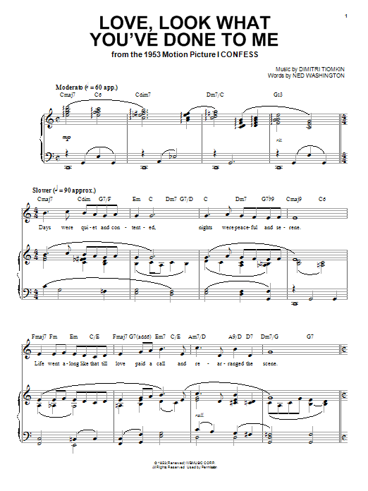 Download Dimitri Tiomkin Love, Look What You've Done To Me Sheet Music