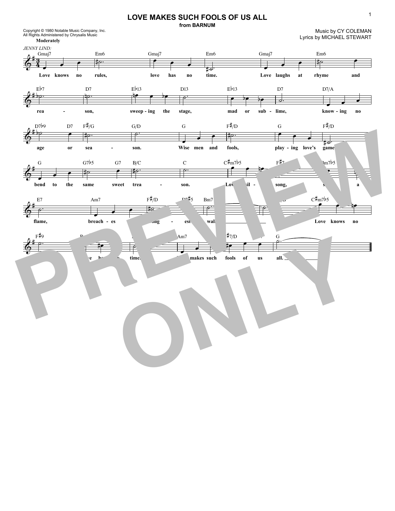 Download Cy Coleman Love Makes Such Fools Of Us All Sheet Music