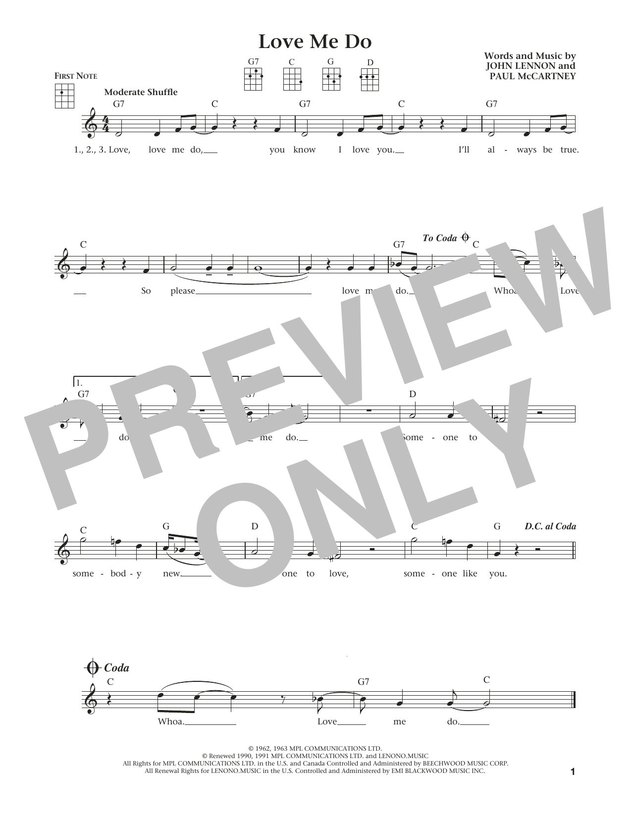 Download The Beatles Love Me Do (from The Daily Ukulele) (ar Sheet Music