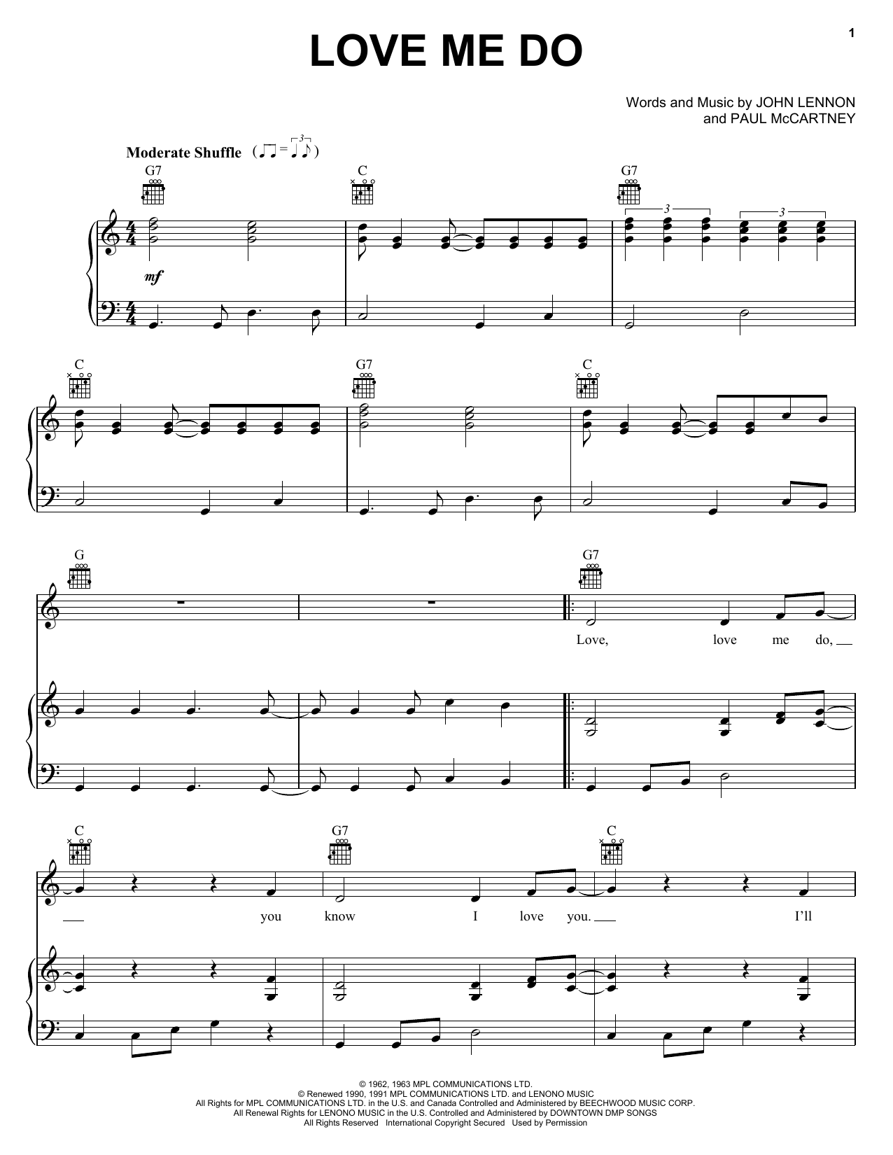 Download The Beatles Love Me Do Sheet Music