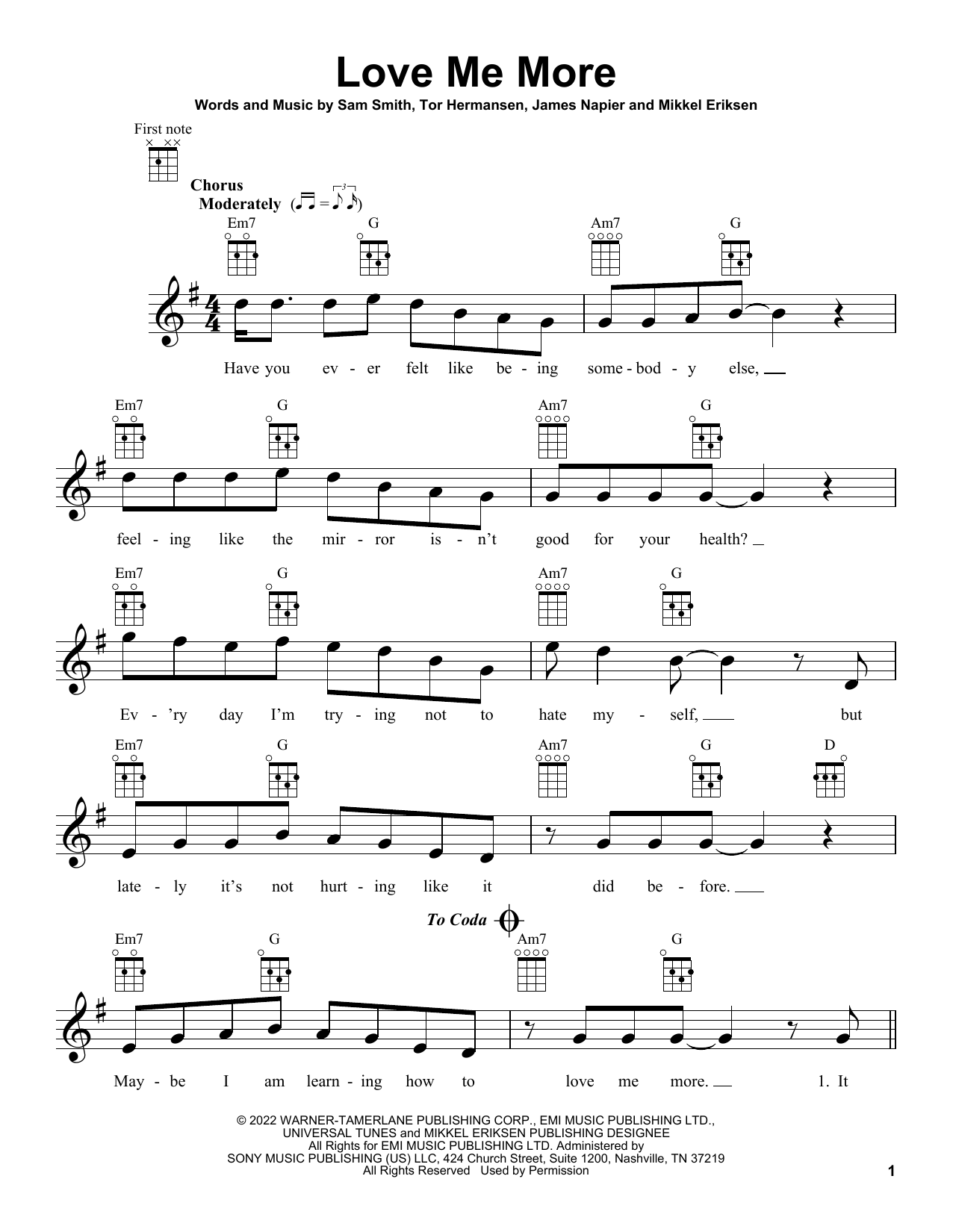 Download Sam Smith Love Me More Sheet Music