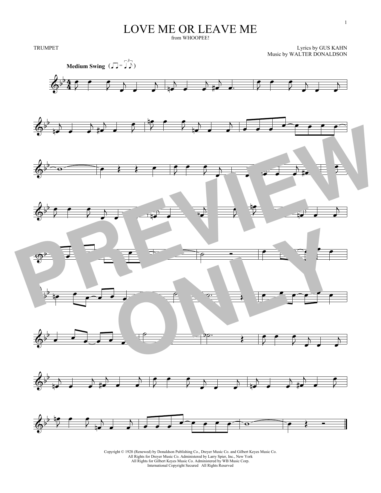 Download Walter Donaldson Love Me Or Leave Me Sheet Music