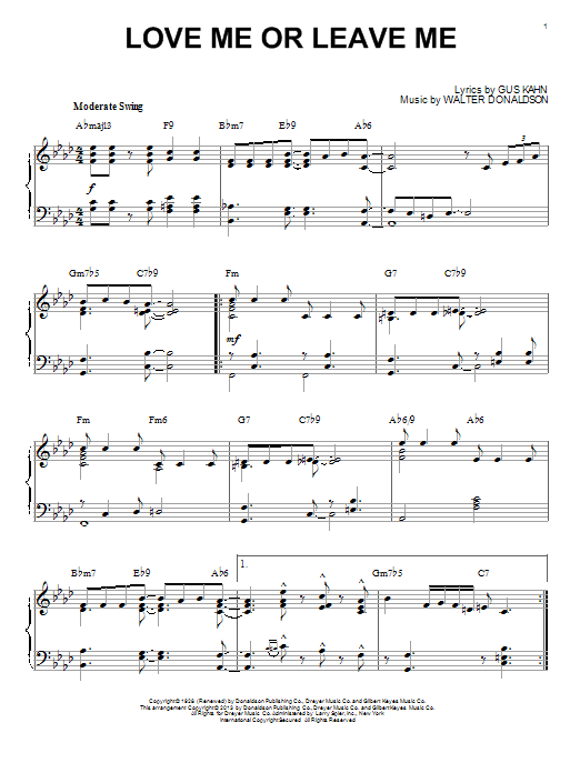 Download Dave Pell Love Me Or Leave Me [Jazz version] (arr Sheet Music