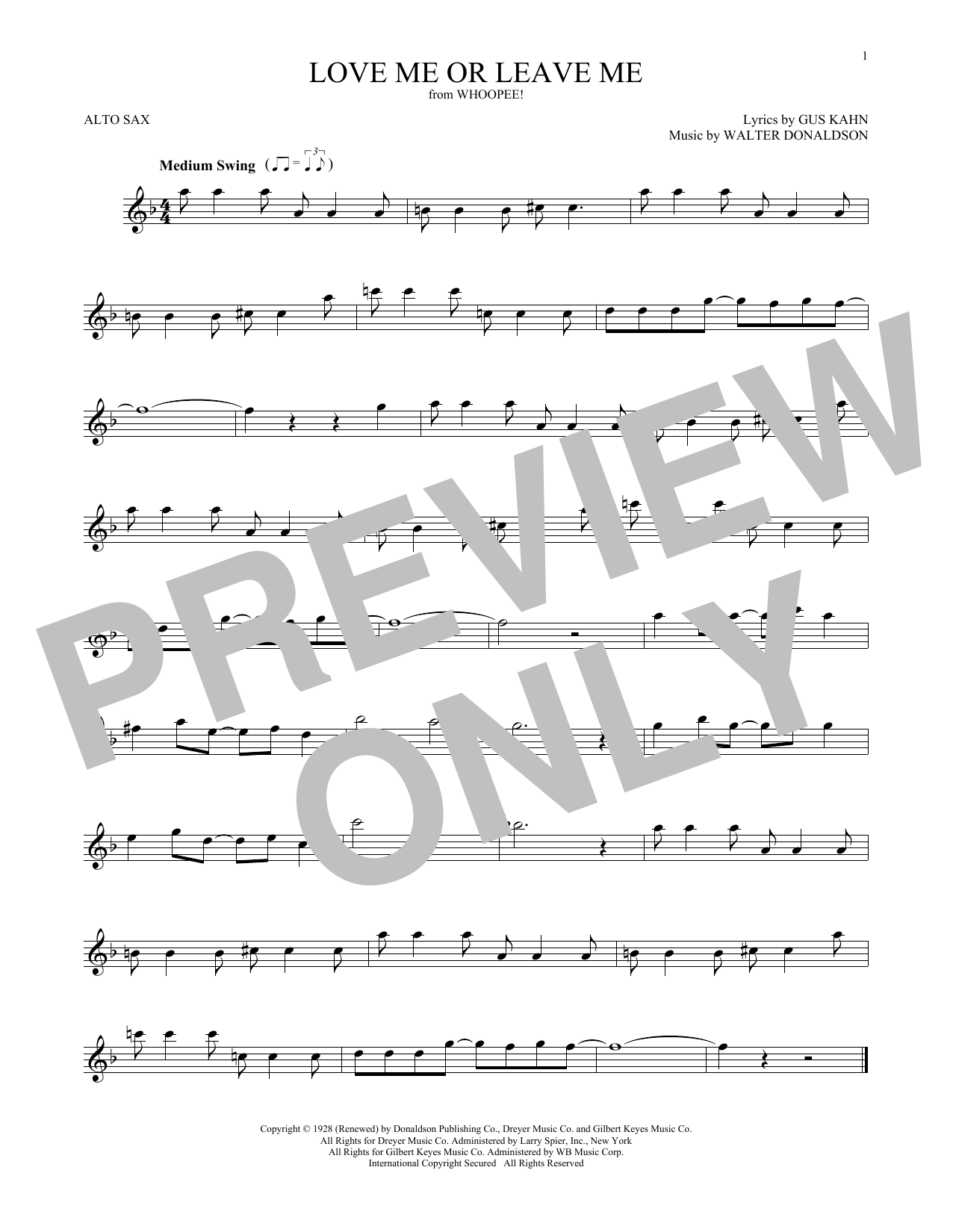 Download Walter Donaldson Love Me Or Leave Me Sheet Music