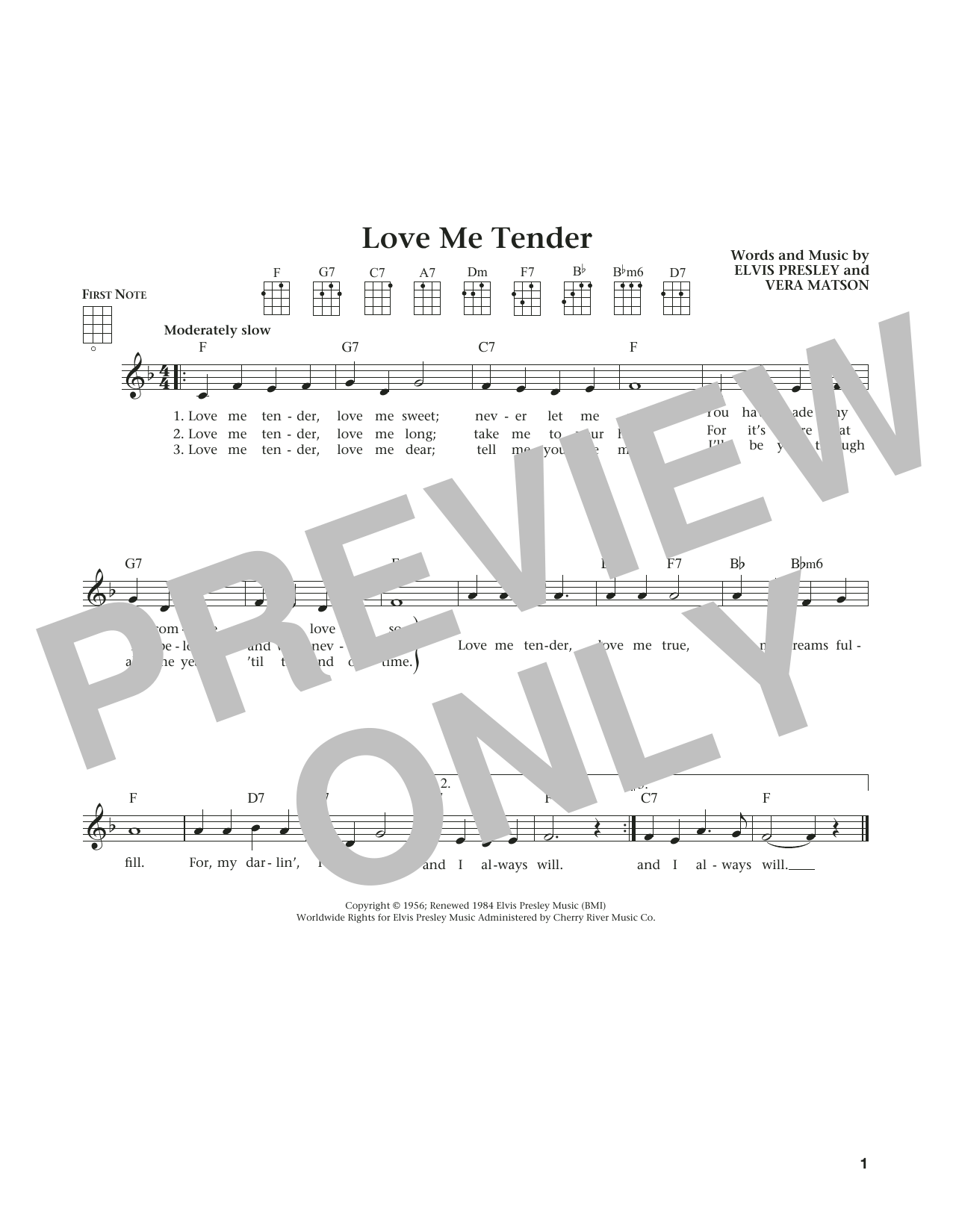 Download Elvis Presley Love Me Tender (from The Daily Ukulele) Sheet Music