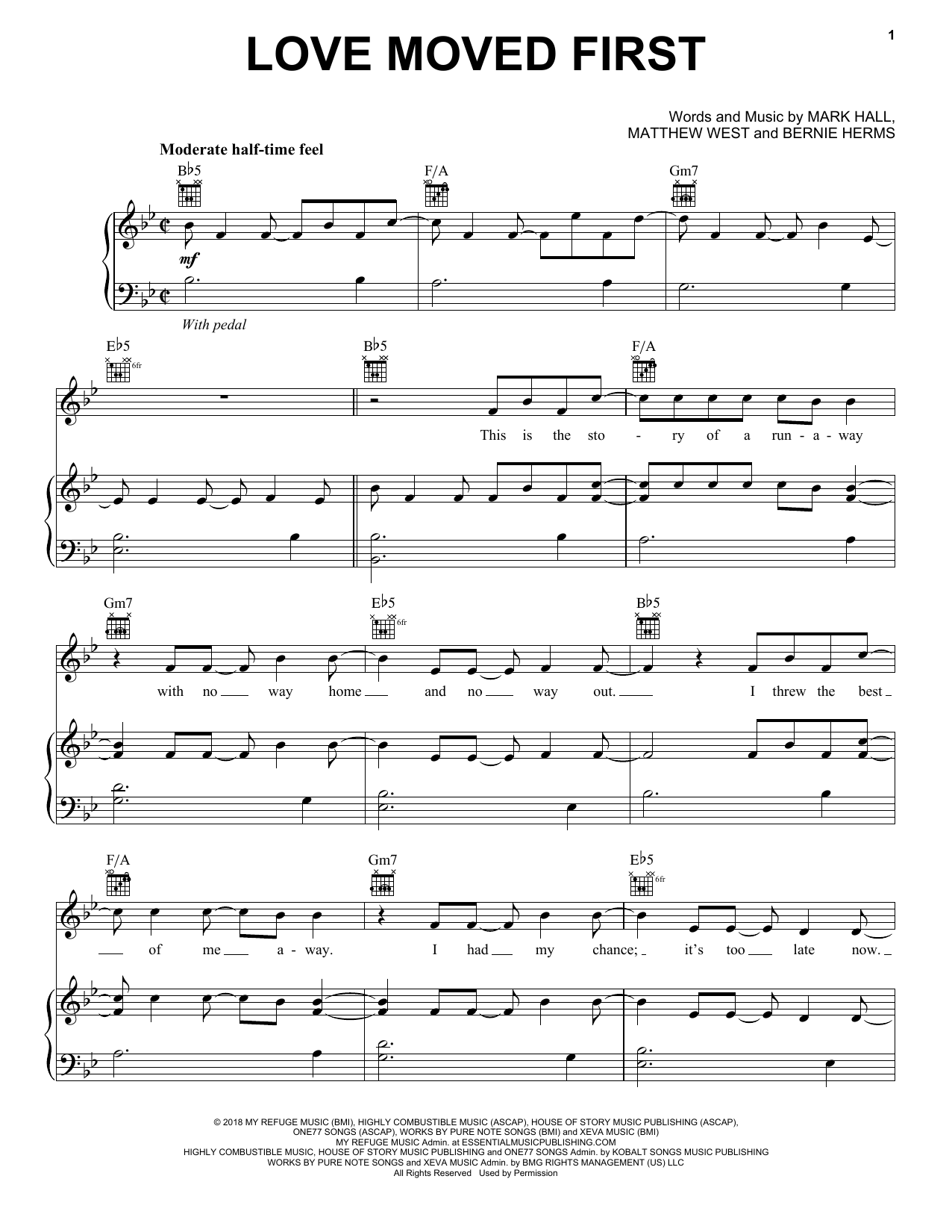 Download Casting Crowns Love Moved First Sheet Music