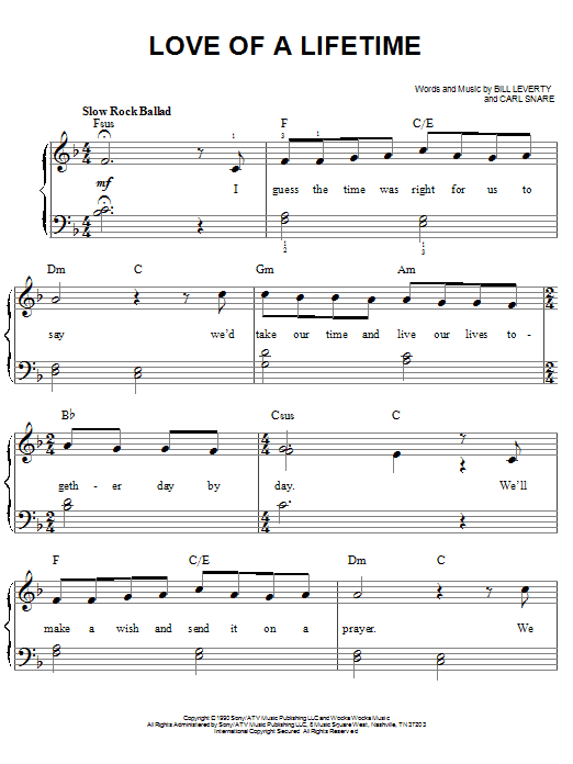 Download Firehouse Love Of A Lifetime Sheet Music