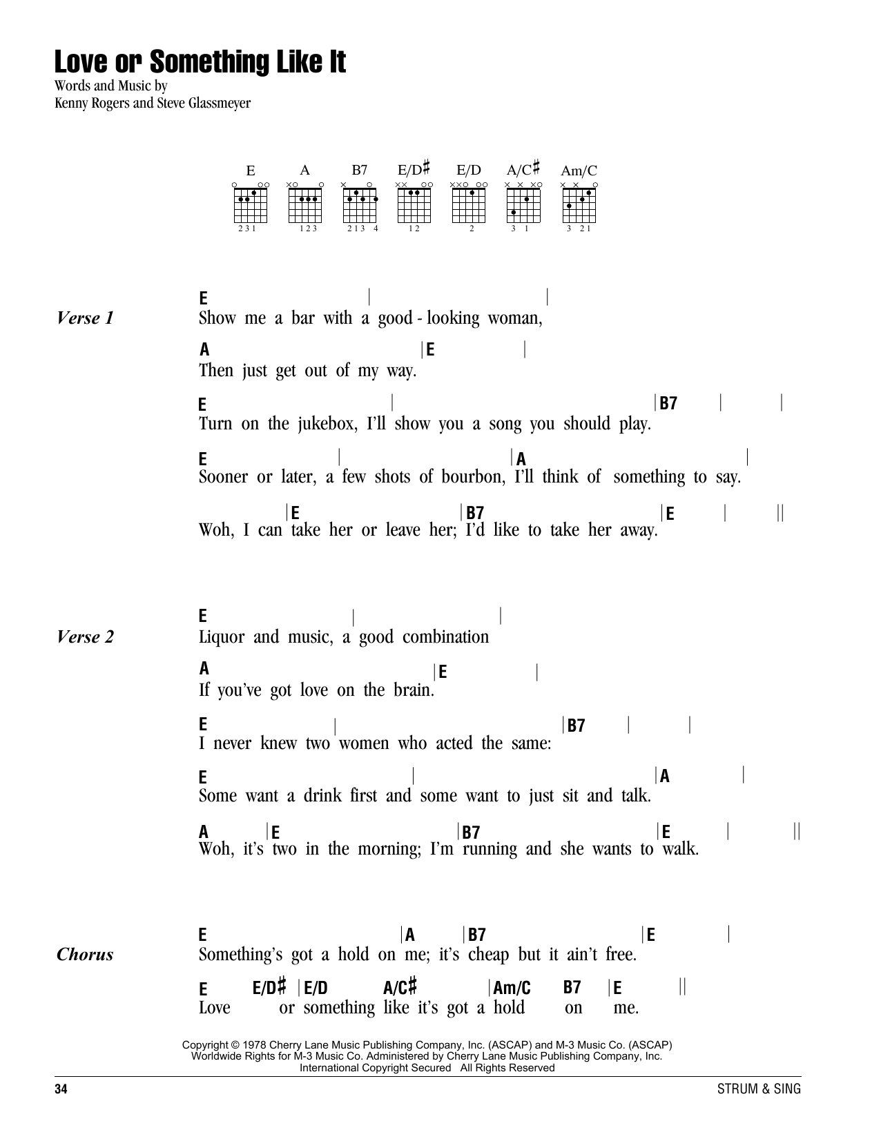Download Kenny Rogers Love Or Something Like It Sheet Music