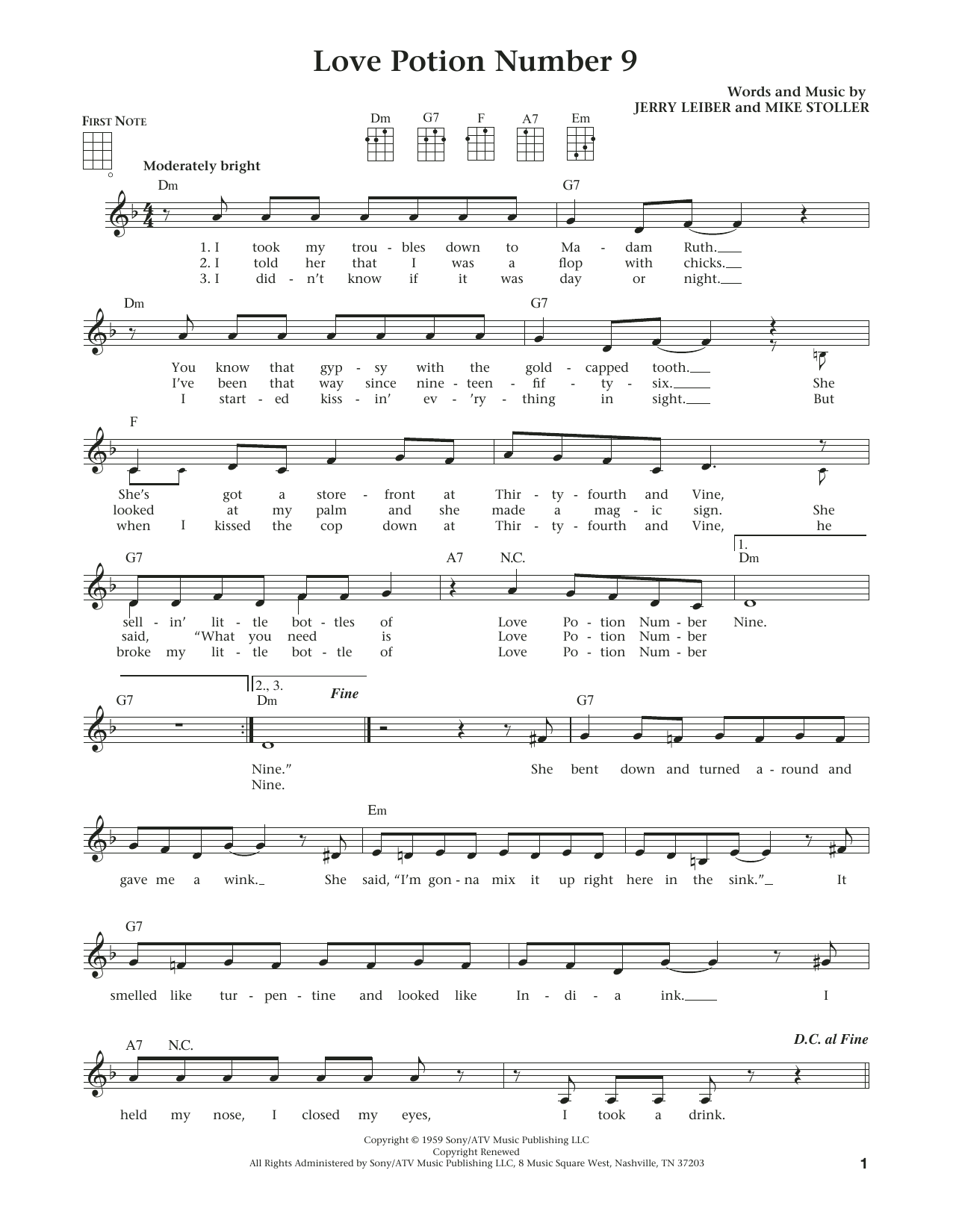 Download The Searchers Love Potion Number 9 (from The Daily Uk Sheet Music