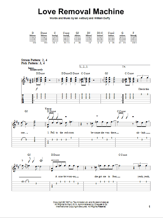 Download The Cult Love Removal Machine Sheet Music