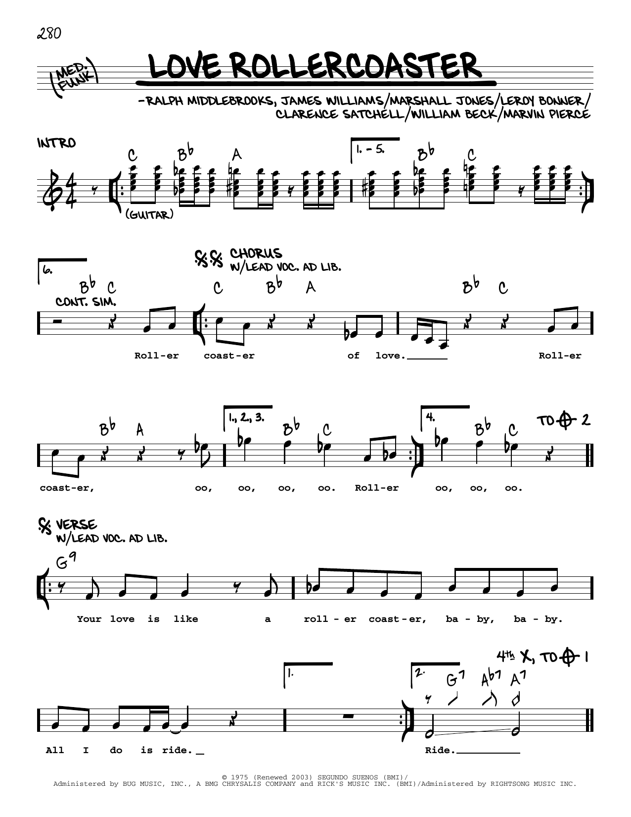 Download Ohio Players Love Rollercoaster Sheet Music