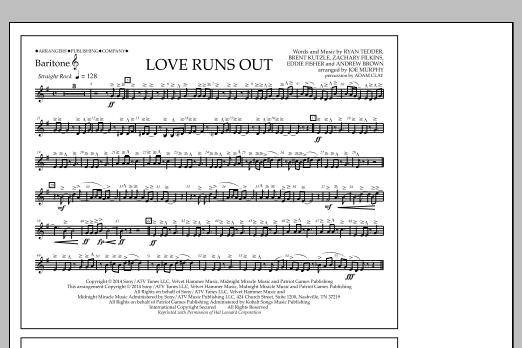 Download Jay Dawson Love Runs Out - Baritone T.C. Sheet Music