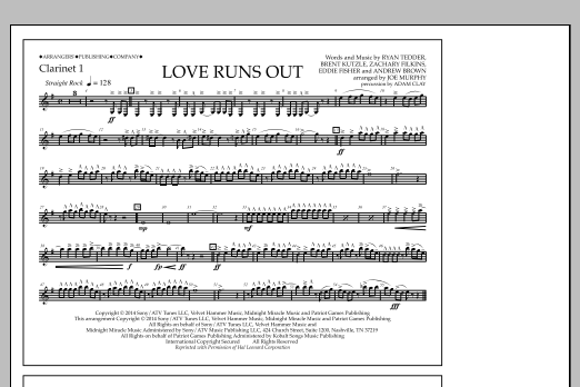 Download Jay Dawson Love Runs Out - Clarinet 1 Sheet Music