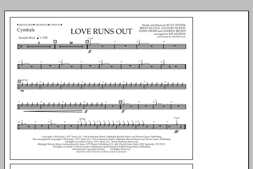Download Jay Dawson Love Runs Out - Cymbals Sheet Music