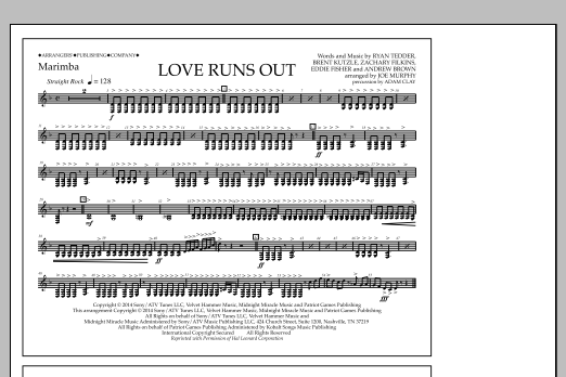 Download Jay Dawson Love Runs Out - Marimba Sheet Music