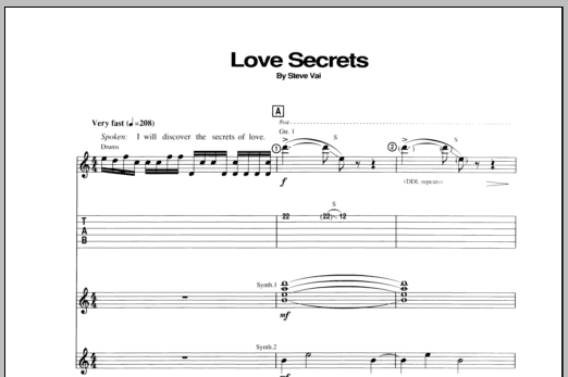 Download Steve Vai Love Secrets Sheet Music