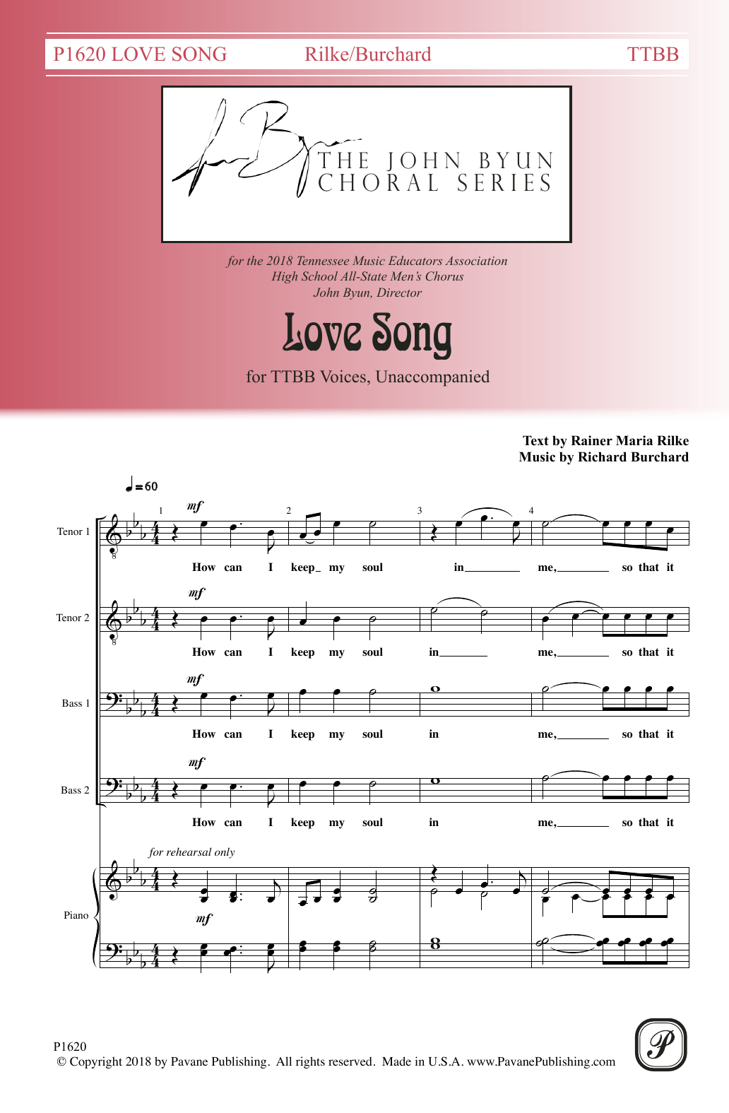 Download Rainer Maria Rilke Love Song Sheet Music