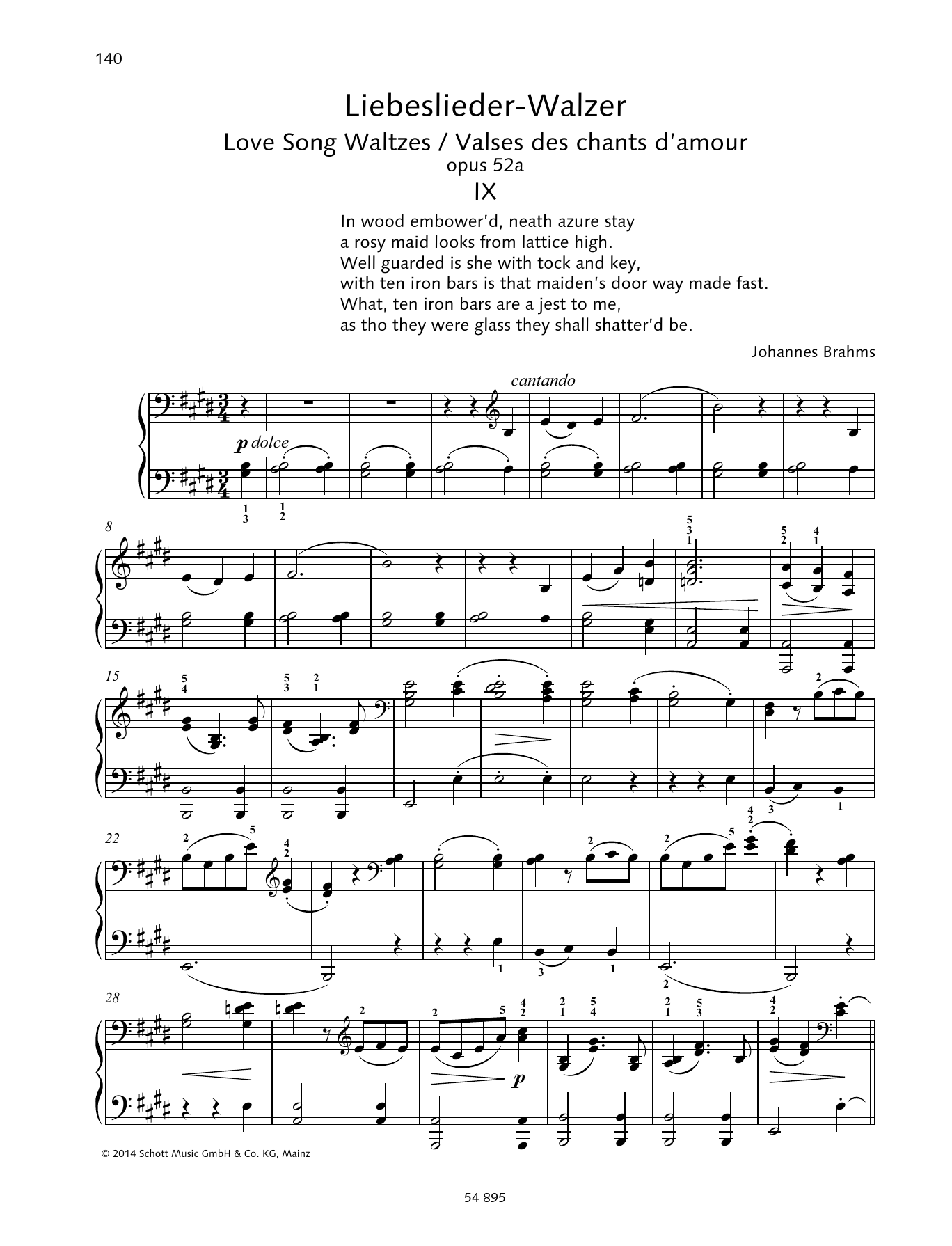 Download Johannes Brahms Love Song Waltzes Sheet Music