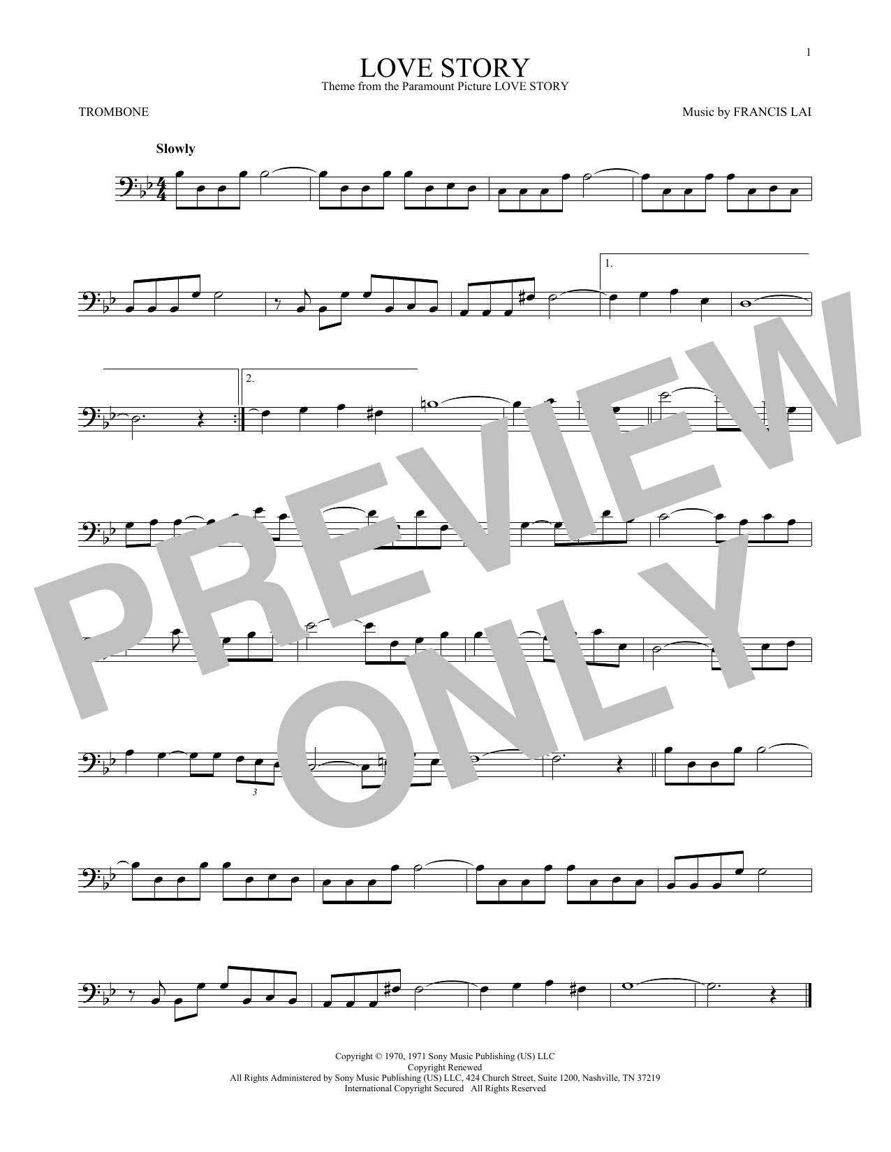 Download Francis Lai Love Story Sheet Music