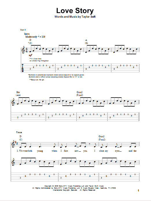Download Taylor Swift Love Story Sheet Music